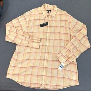 Van Heusen Linen Blend Long Sleeve Button Up Shirt Mens XL